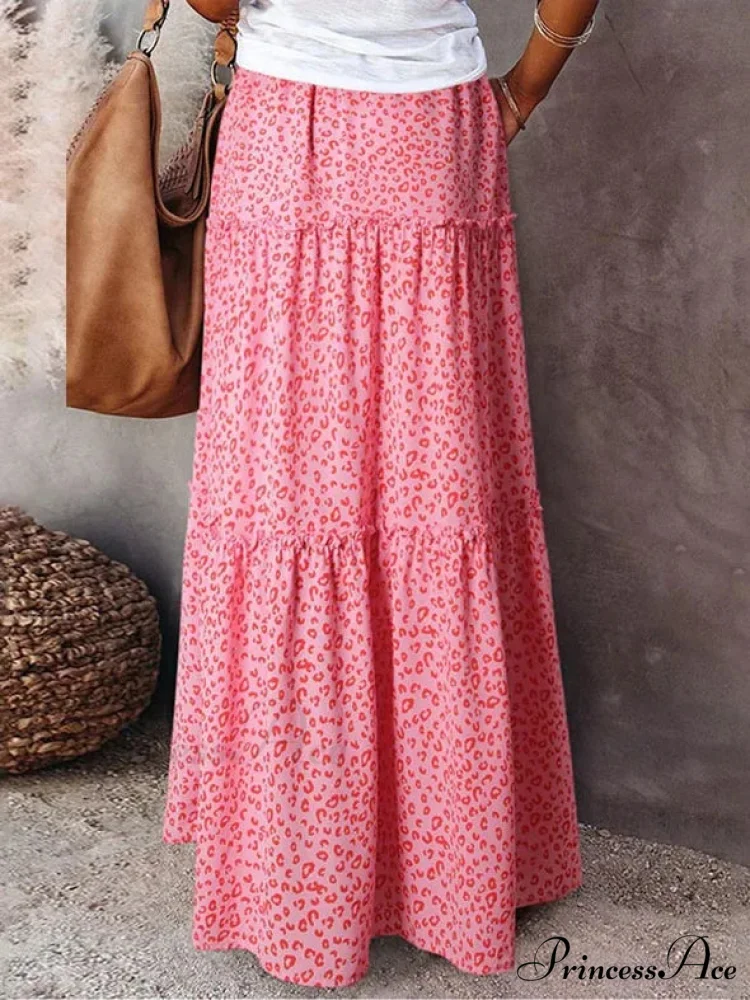 Vintage Bohemian Spring Floral A-Line High Waist Maxi Skirt - Image 4