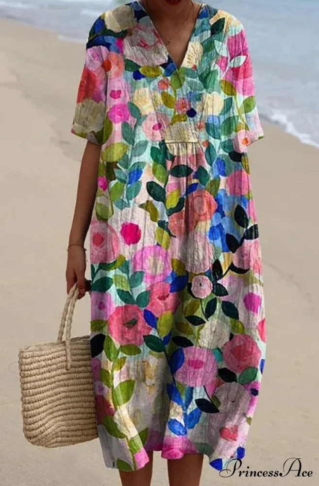 Vintage Circular Pattern Bohemian Flower Dress - Image 11
