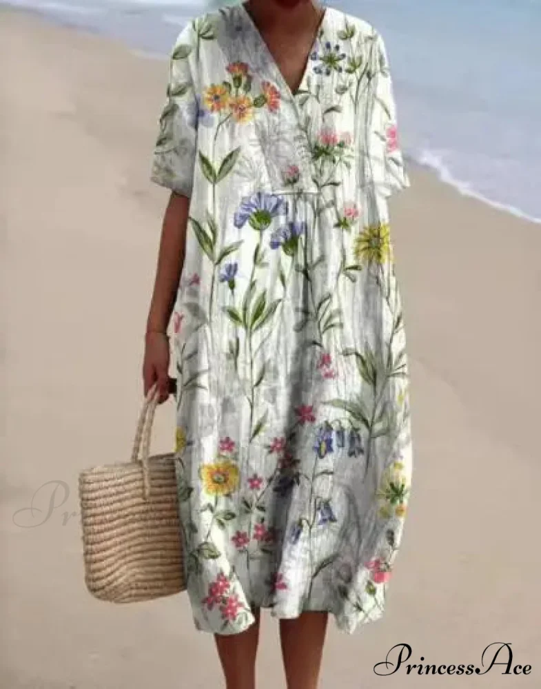 Vintage Circular Pattern Bohemian Flower Dress - Image 12