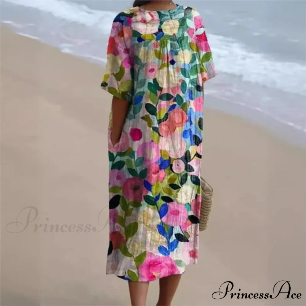Vintage Circular Pattern Bohemian Flower Dress - Image 4