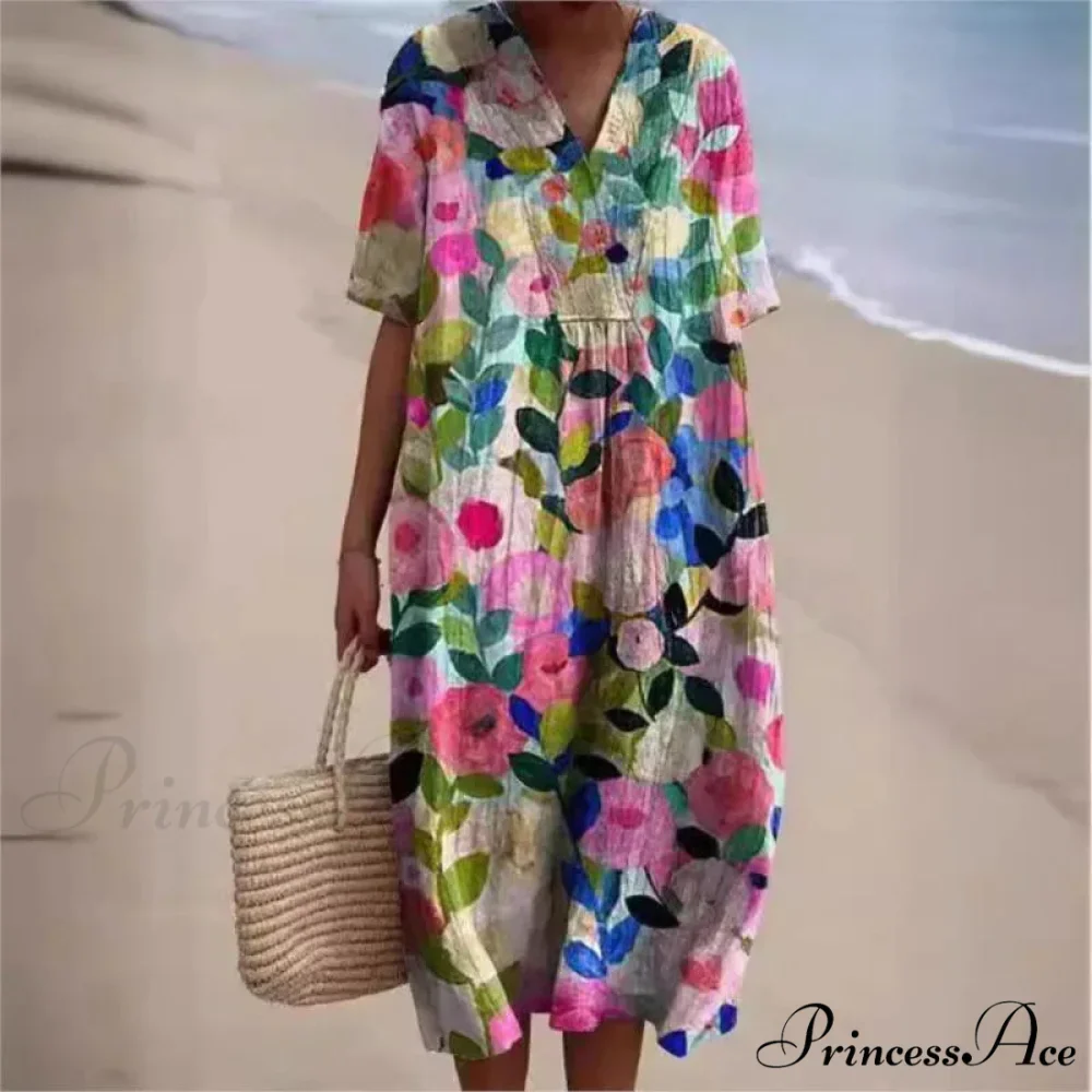 Vintage Circular Pattern Bohemian Flower Dress - Image 5