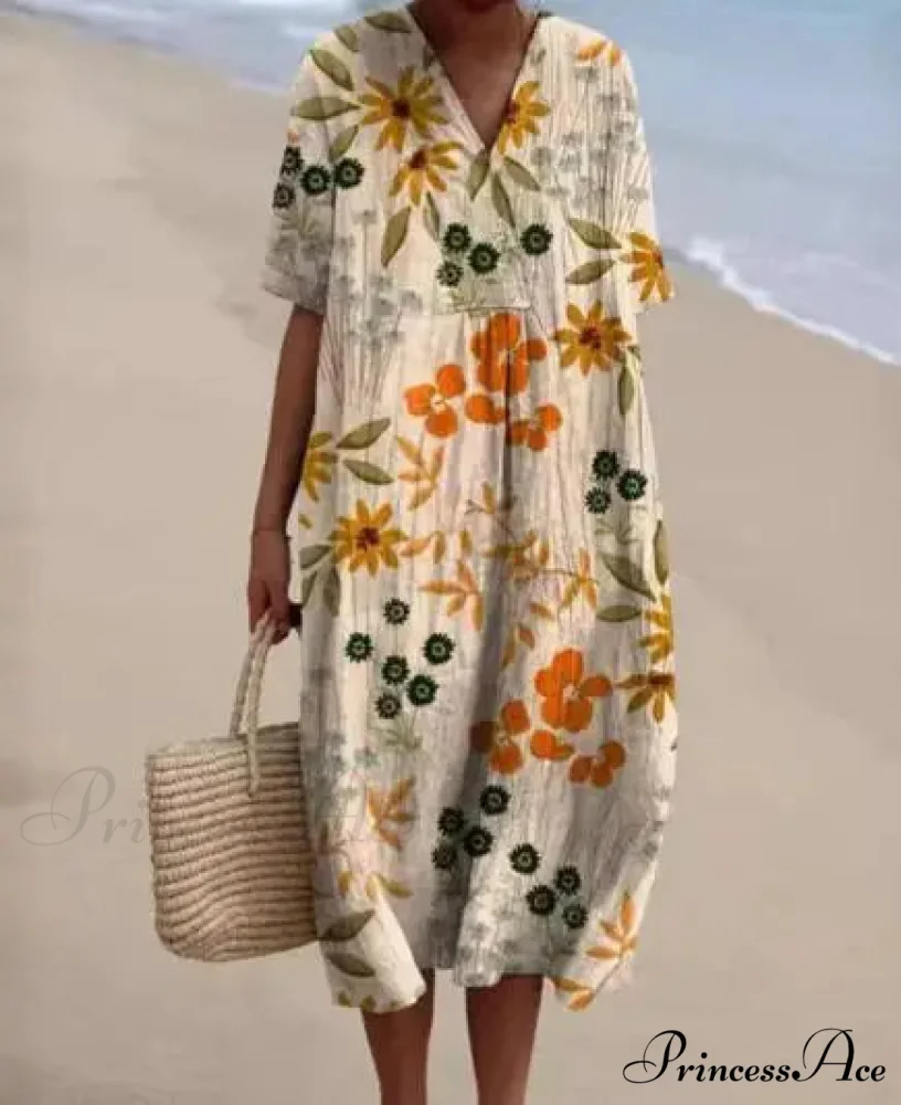 Vintage Circular Pattern Bohemian Flower Dress - Image 6