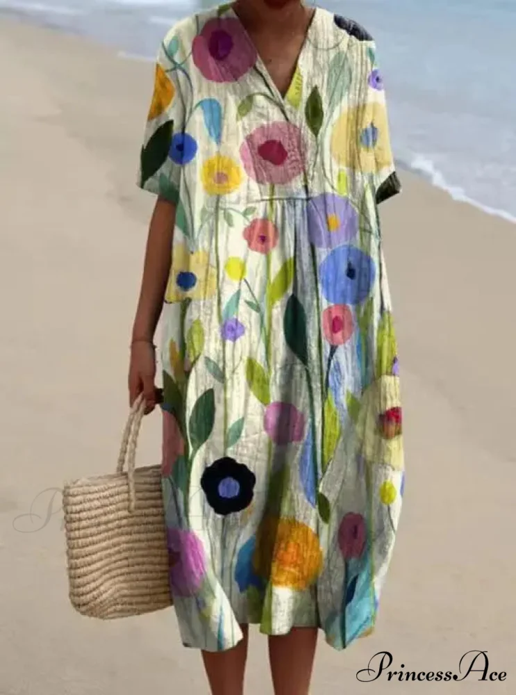Vintage Circular Pattern Bohemian Flower Dress - Image 8