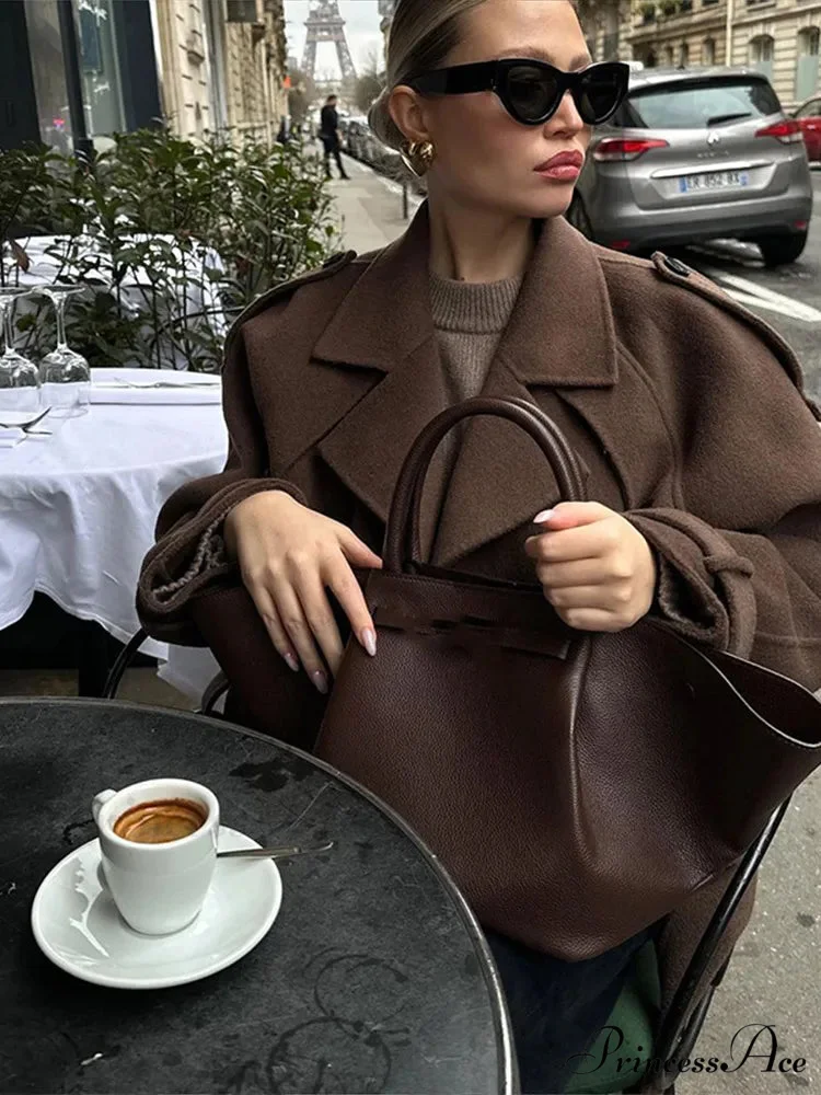 Vintage Collar Woolen Coat - Image 5