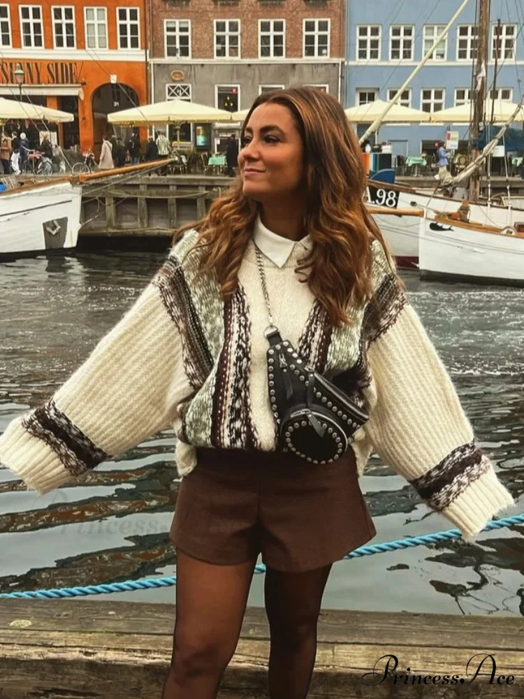 Vintage Crocheted V-neck Baggy Cardigan - Image 2