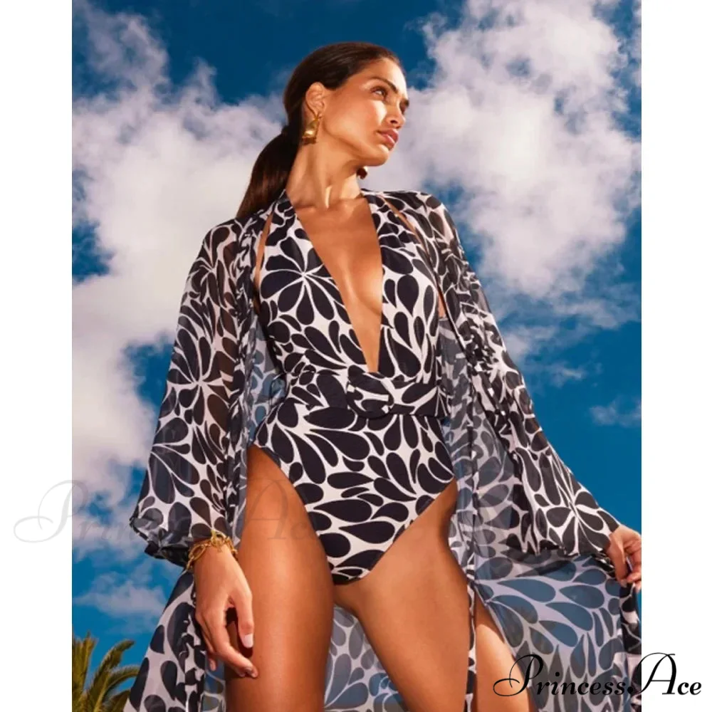 Vintage Deep Plunge Swimsuit One Piece - Image 5
