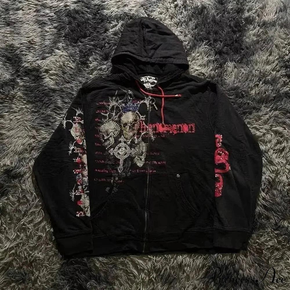 Vintage Design Zipper Hoodie - Image 10