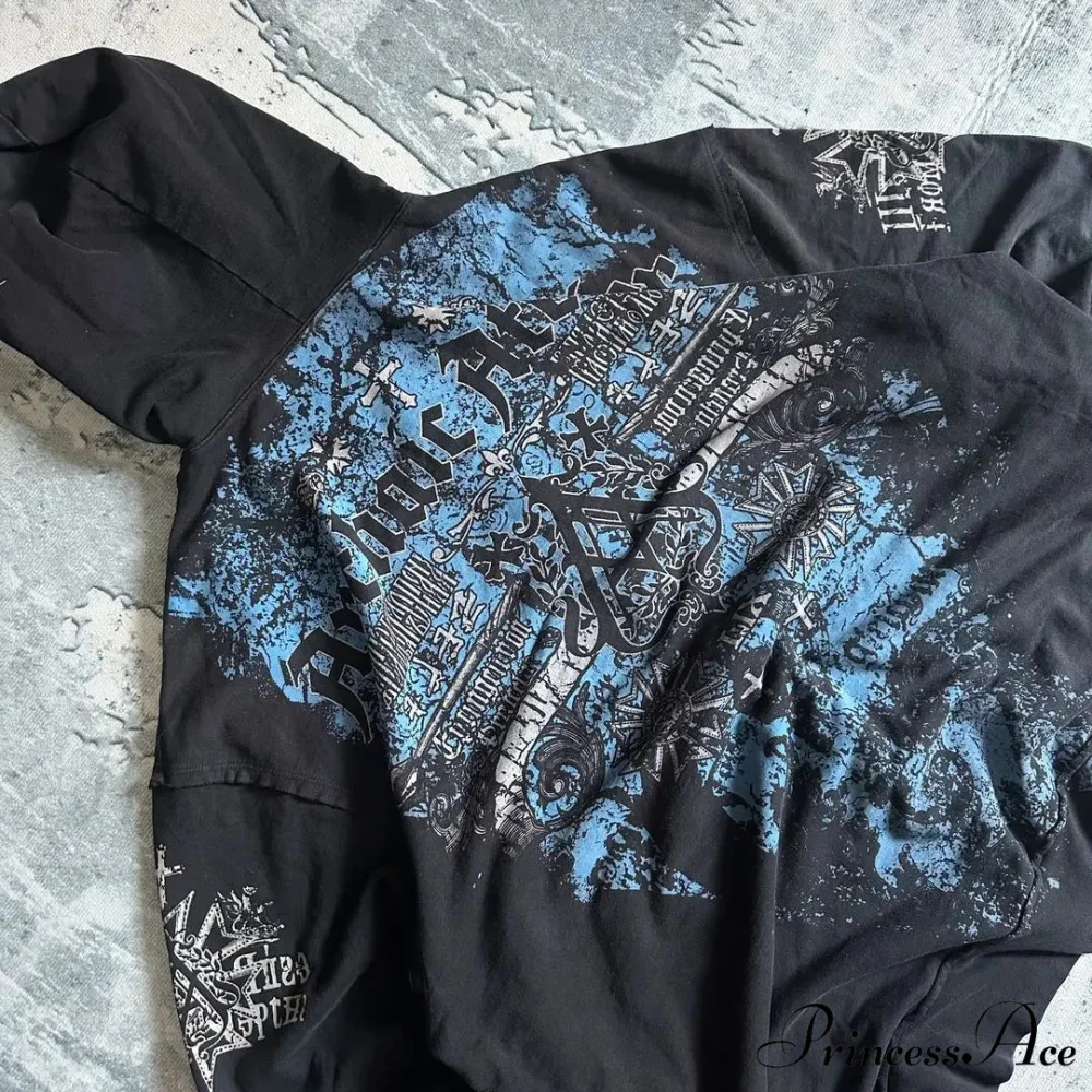 Vintage Design Zipper Hoodie - Image 3
