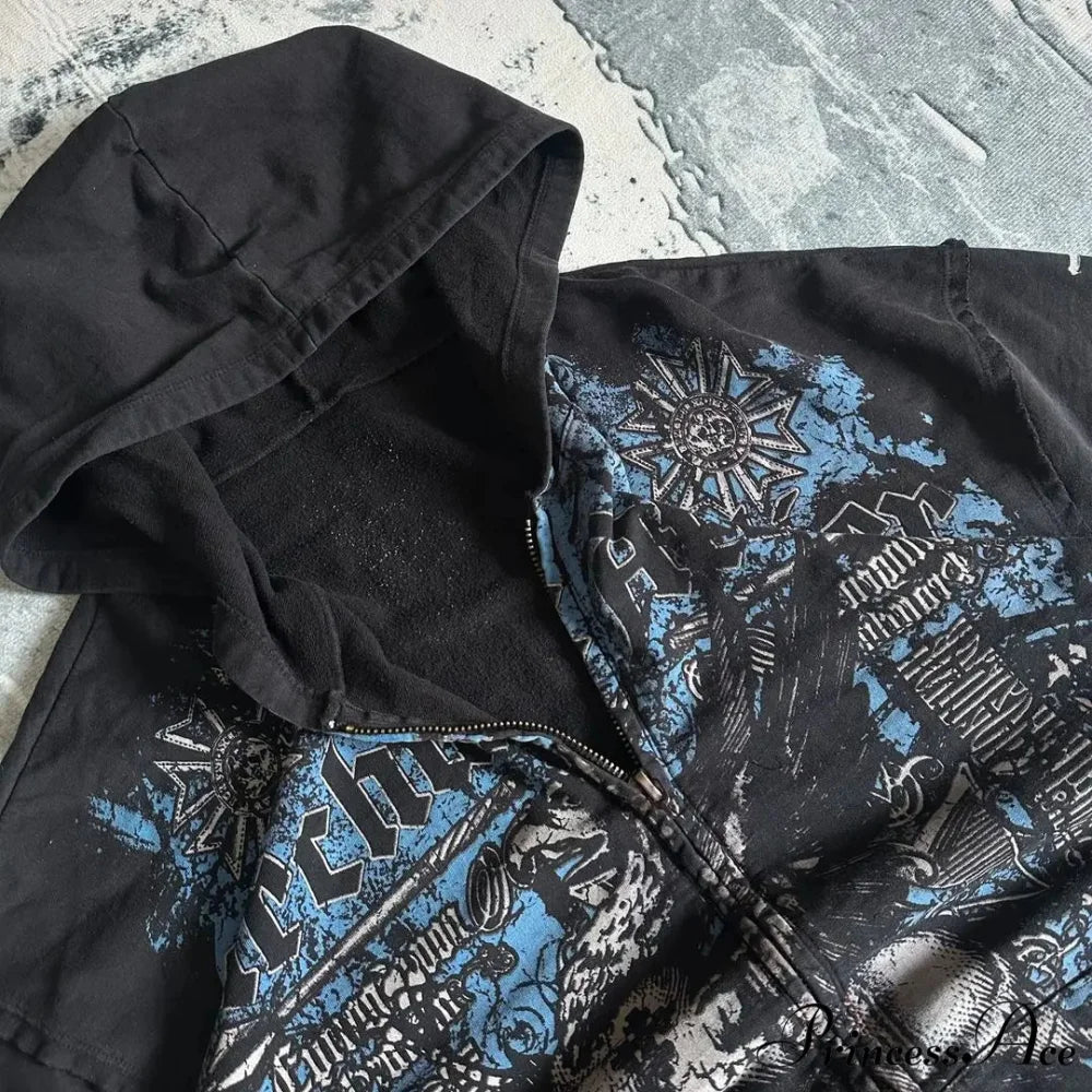 Vintage Design Zipper Hoodie - Image 6