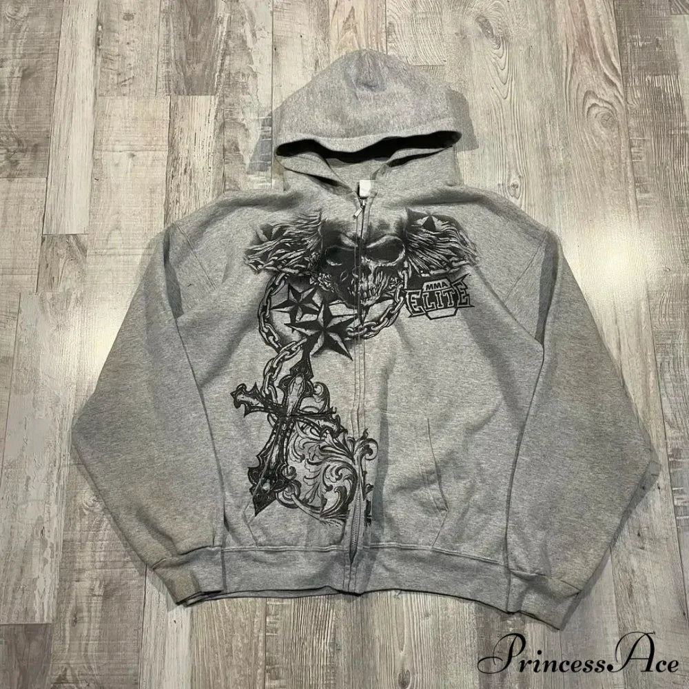 Vintage Design Zipper Hoodie - Image 7