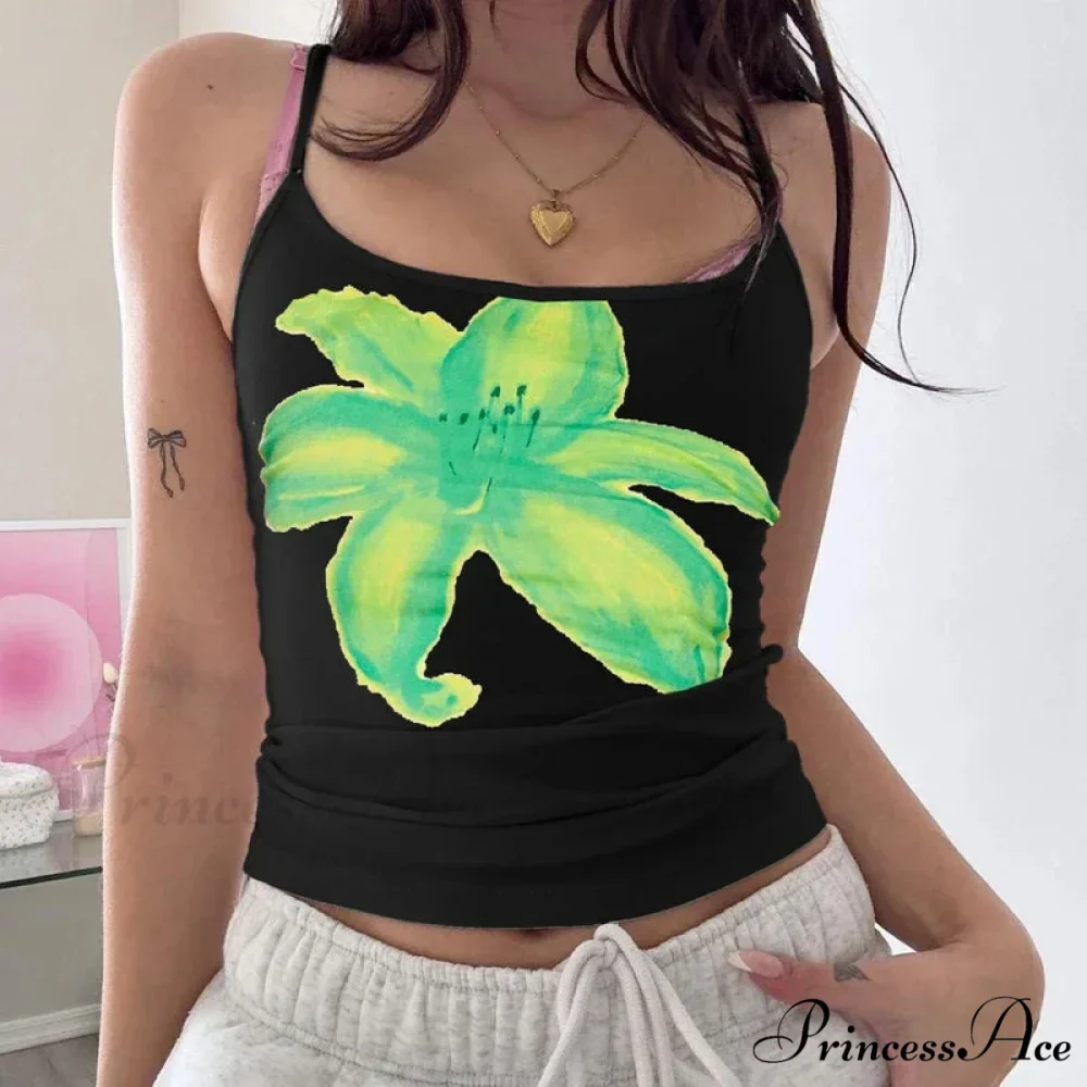 Vintage Floral Spaghetti Strap Open Back Bohemian Beach Style Crop Top - Image 4