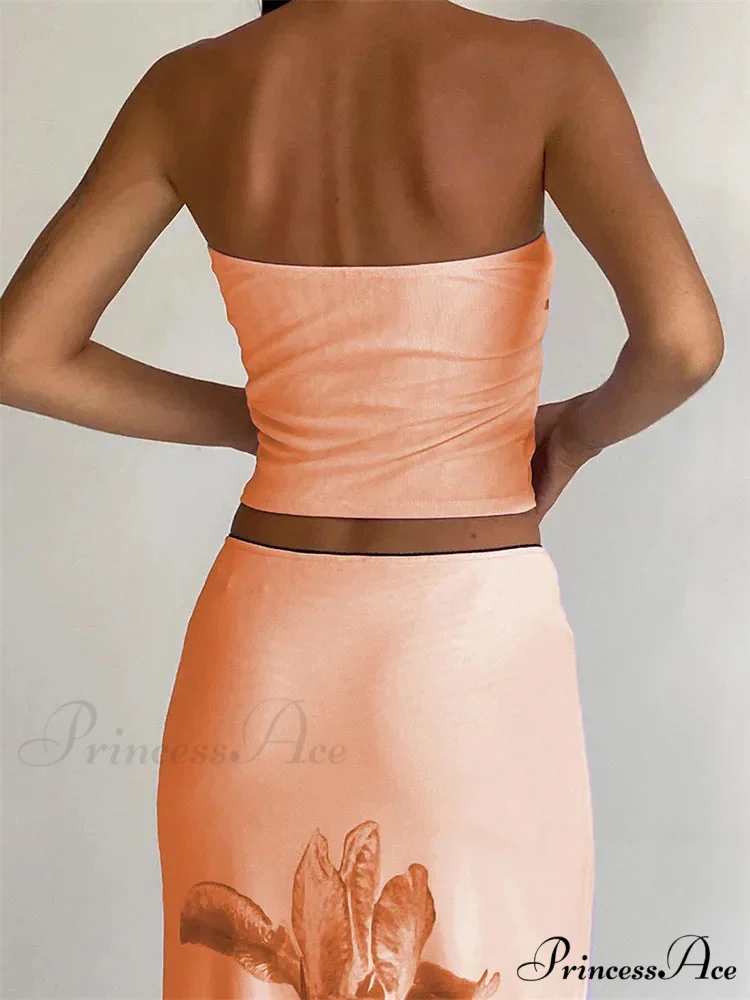 Vintage Flower Bandeau Open-Back Celebration Crop Top - Image 2