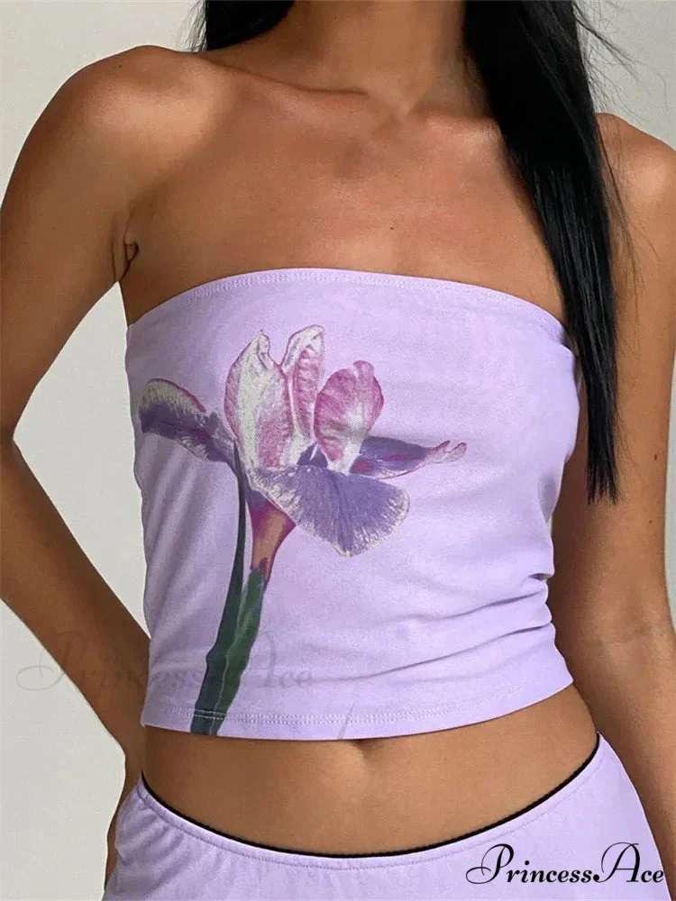 Vintage Flower Bandeau Open-Back Celebration Crop Top - Image 5