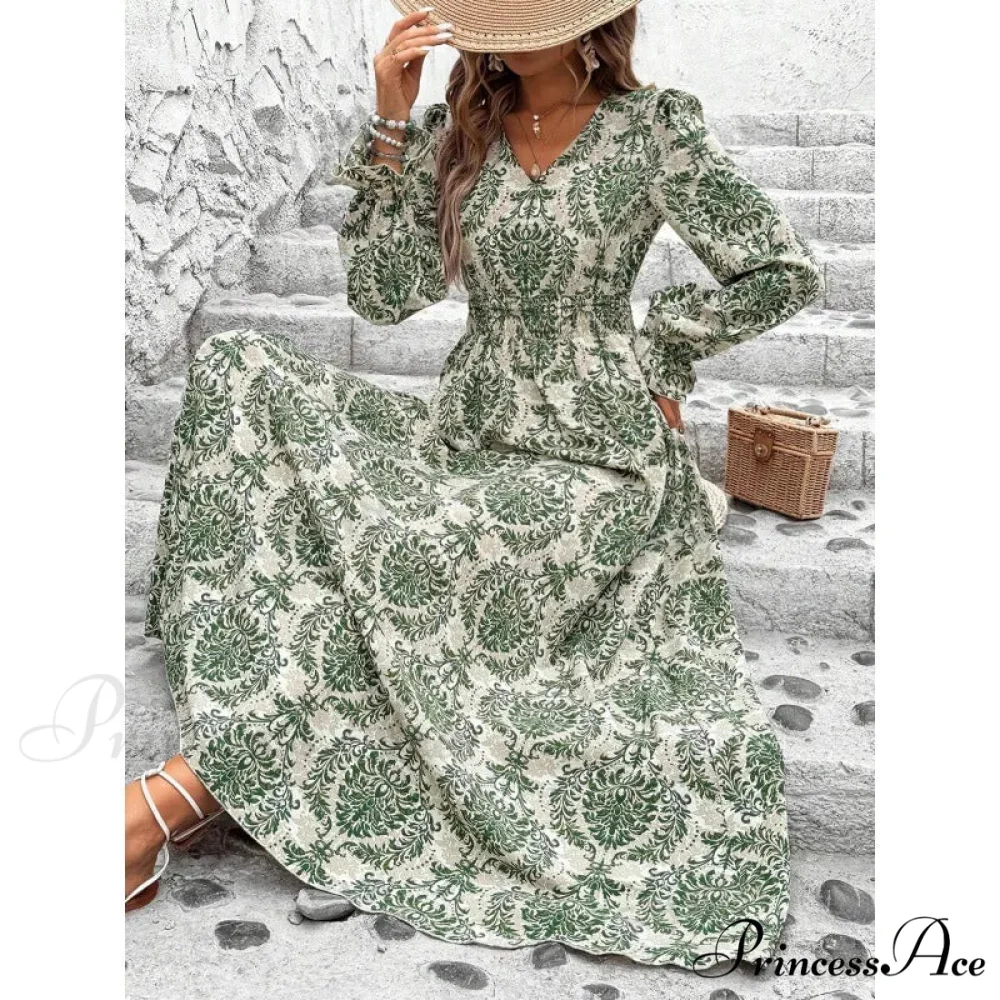 Vintage Flower Pattern A-line Boho Dress - Image 9