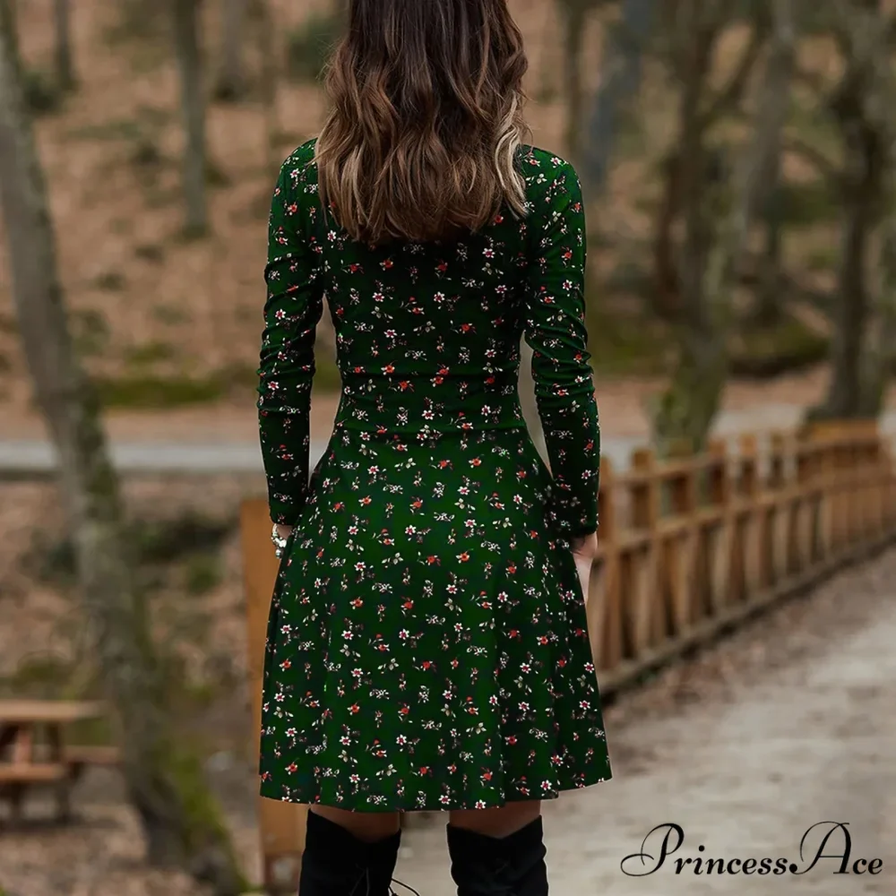 Vintage Flower Swing Midi Flower Dress - Image 2
