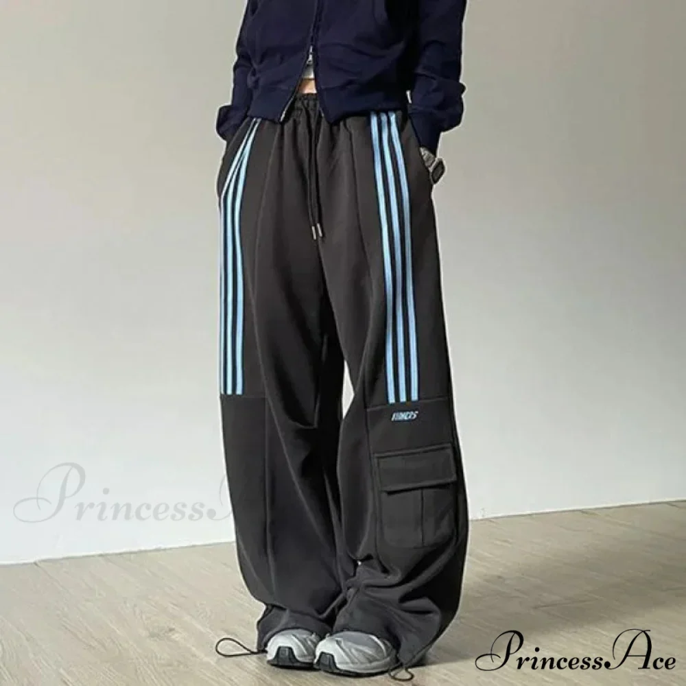Vintage Lethargic Stripes Broad Leg Trousers - Image 2