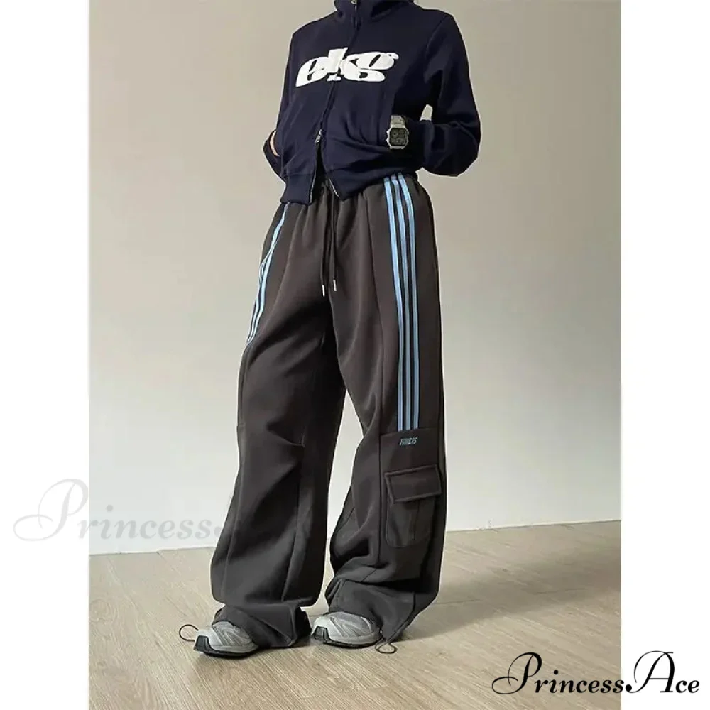 Vintage Lethargic Stripes Broad Leg Trousers - Image 5