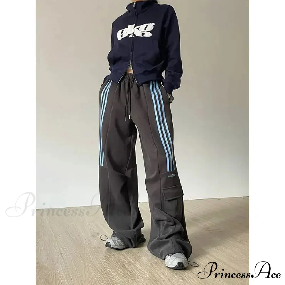 Vintage Lethargic Stripes Broad Leg Trousers - Image 6