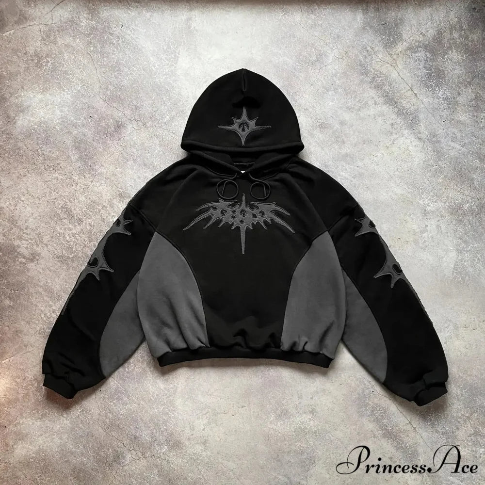 Vintage Stitching Oversized Hoodie - Image 2