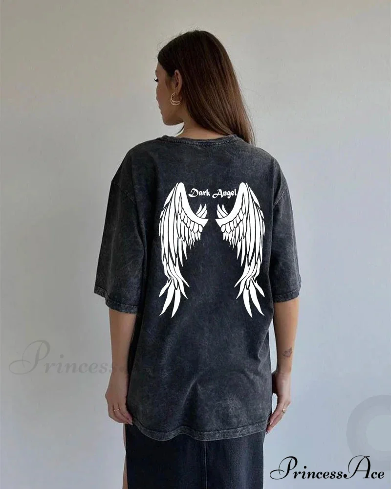 Vintage Washed Pattern High-End Retro T-shirt - Image 11