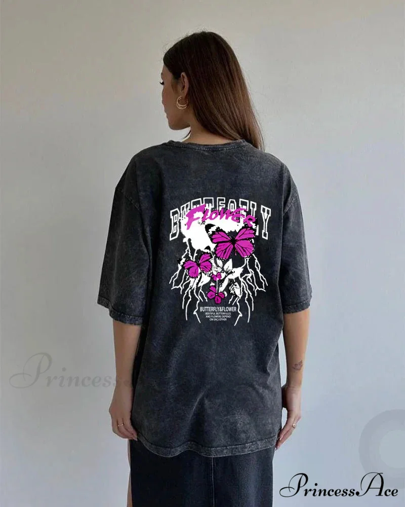 Vintage Washed Pattern High-End Retro T-shirt - Image 13