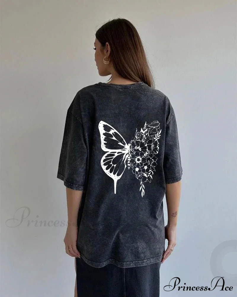 Vintage Washed Pattern High-End Retro T-shirt - Image 15