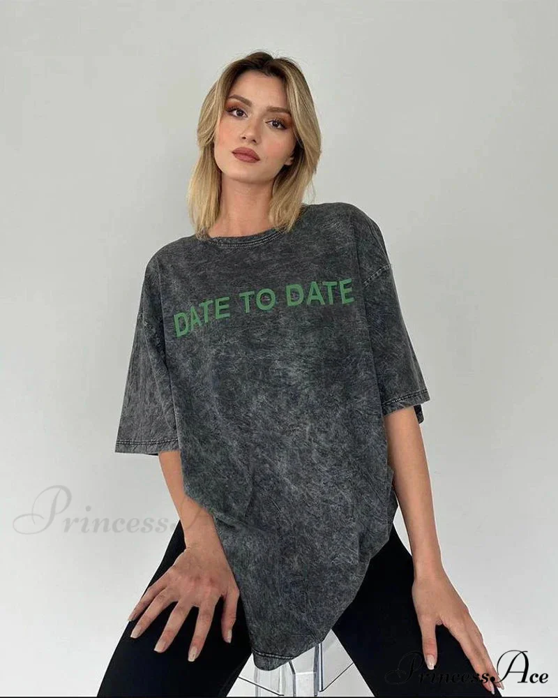 Vintage Washed Pattern High-End Retro T-shirt - Image 18