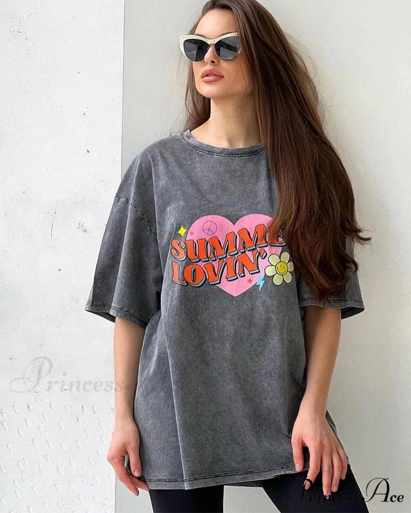 Vintage Washed Pattern High-End Retro T-shirt - Image 20