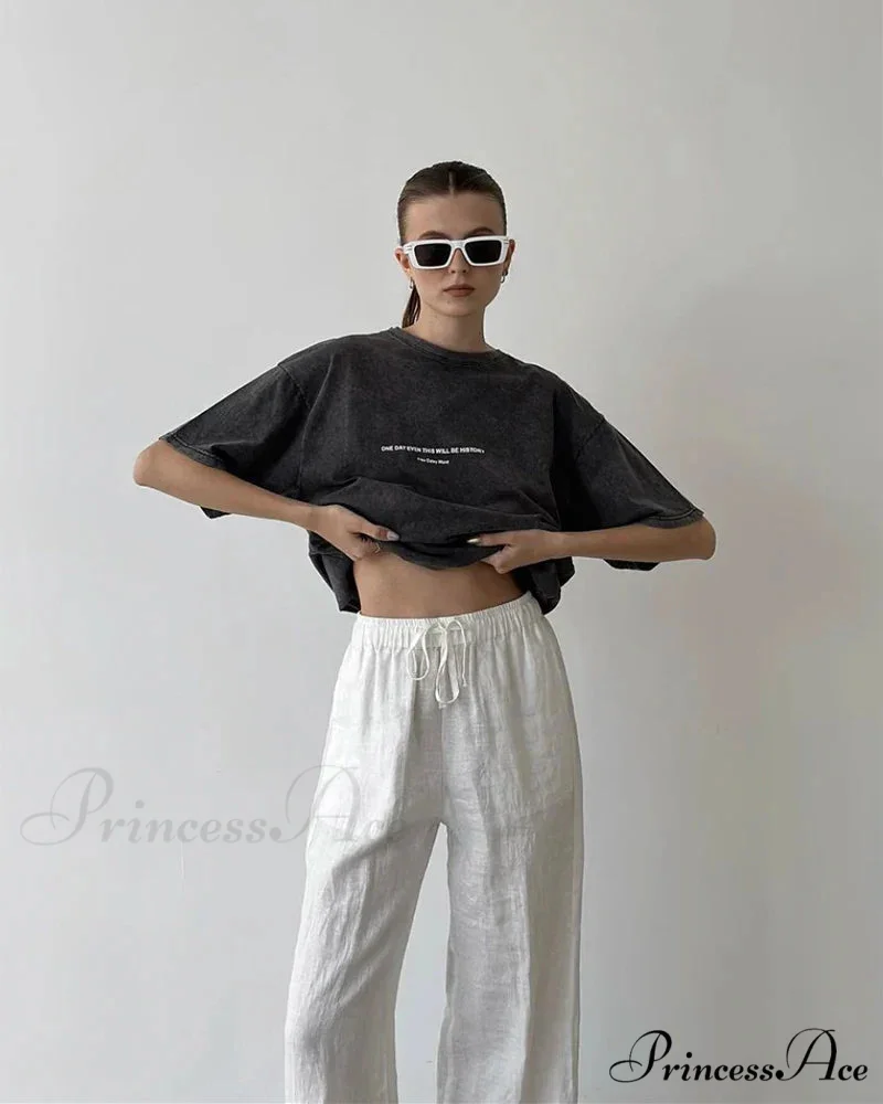 Vintage Washed Pattern High-End Retro T-shirt - Image 3