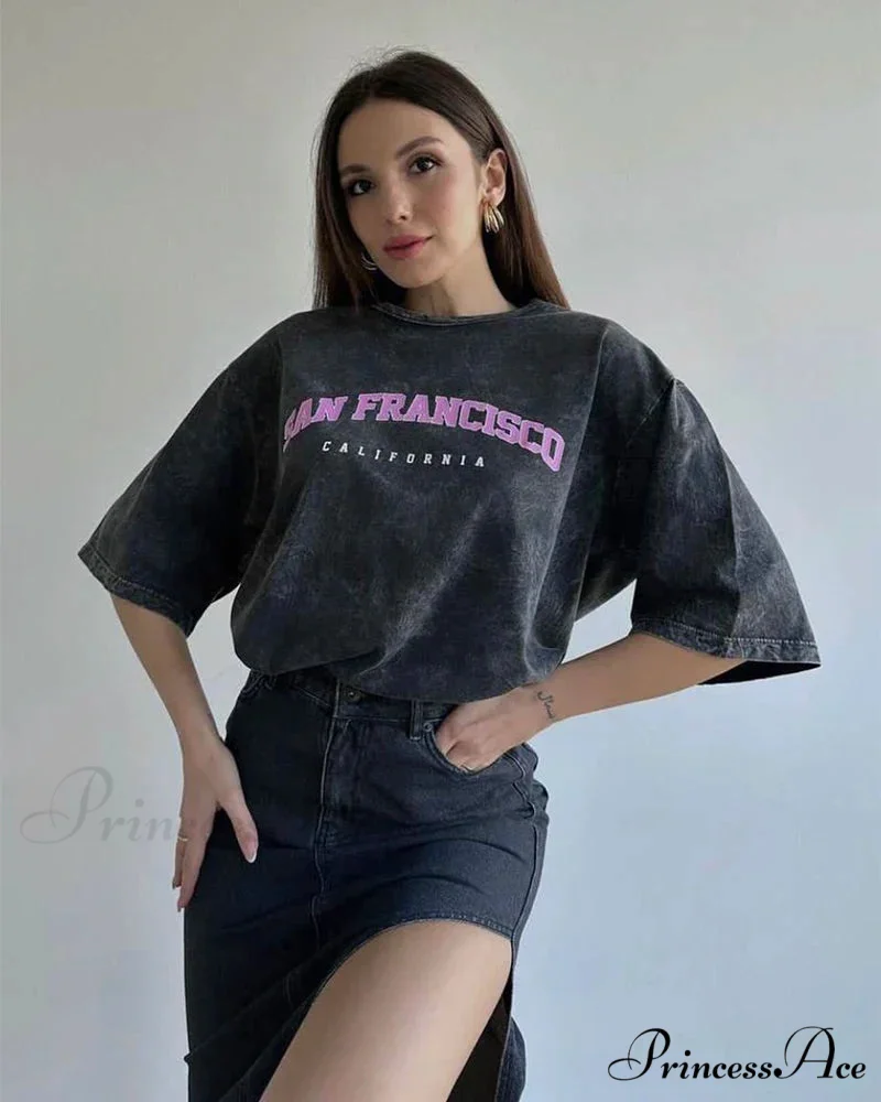 Vintage Washed Pattern High-End Retro T-shirt - Image 6