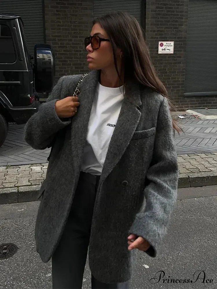 Vintage Wool Button Collar Overcoat - Image 5