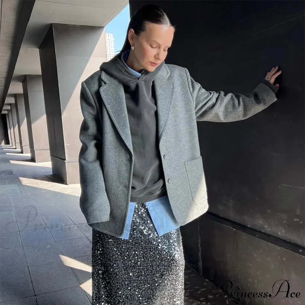 Vintage Wool Button Collar Overcoat - Image 6