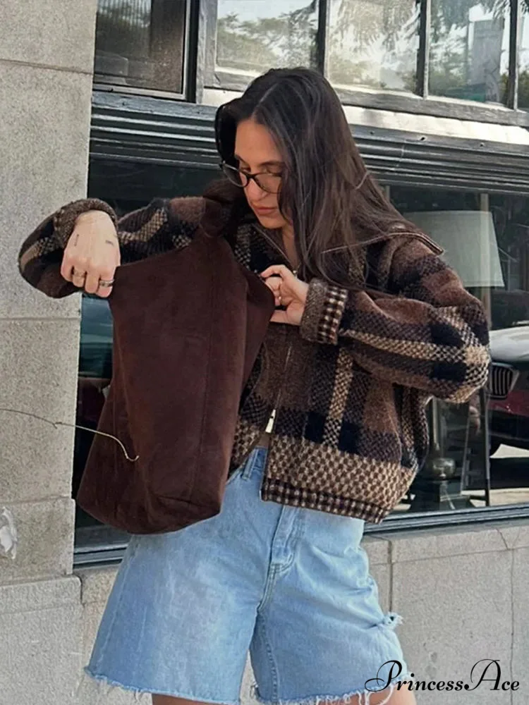 Vintage Zipper Baggy Long Sleeve Knit Cardigan - Image 2
