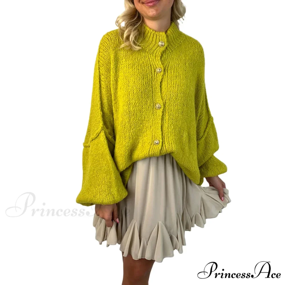 Voluminous Sleeve High Neck Cardigan - Image 10