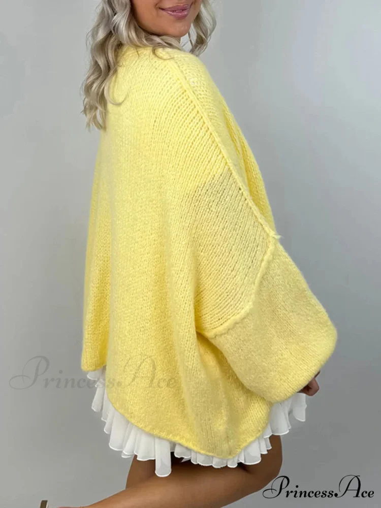 Voluminous Sleeve High Neck Cardigan - Image 2