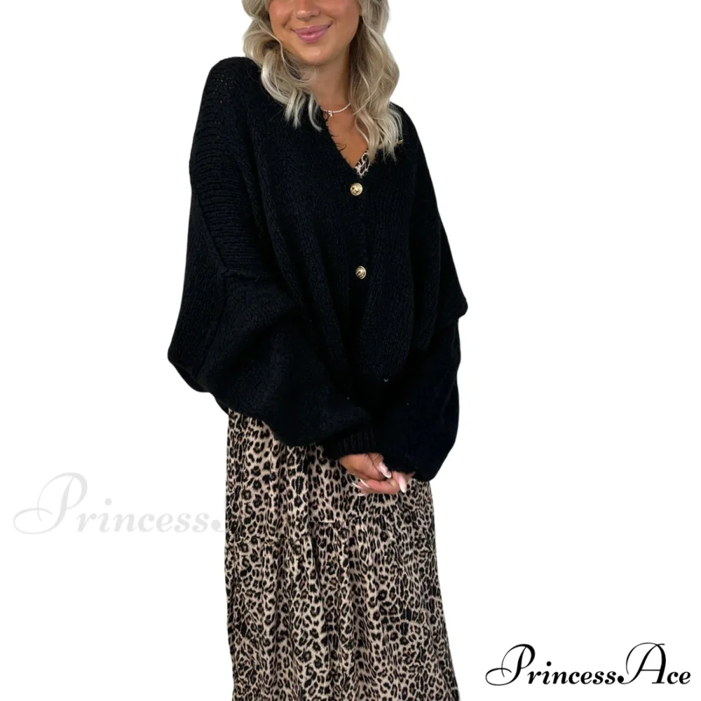 Voluminous Sleeve High Neck Cardigan - Image 7