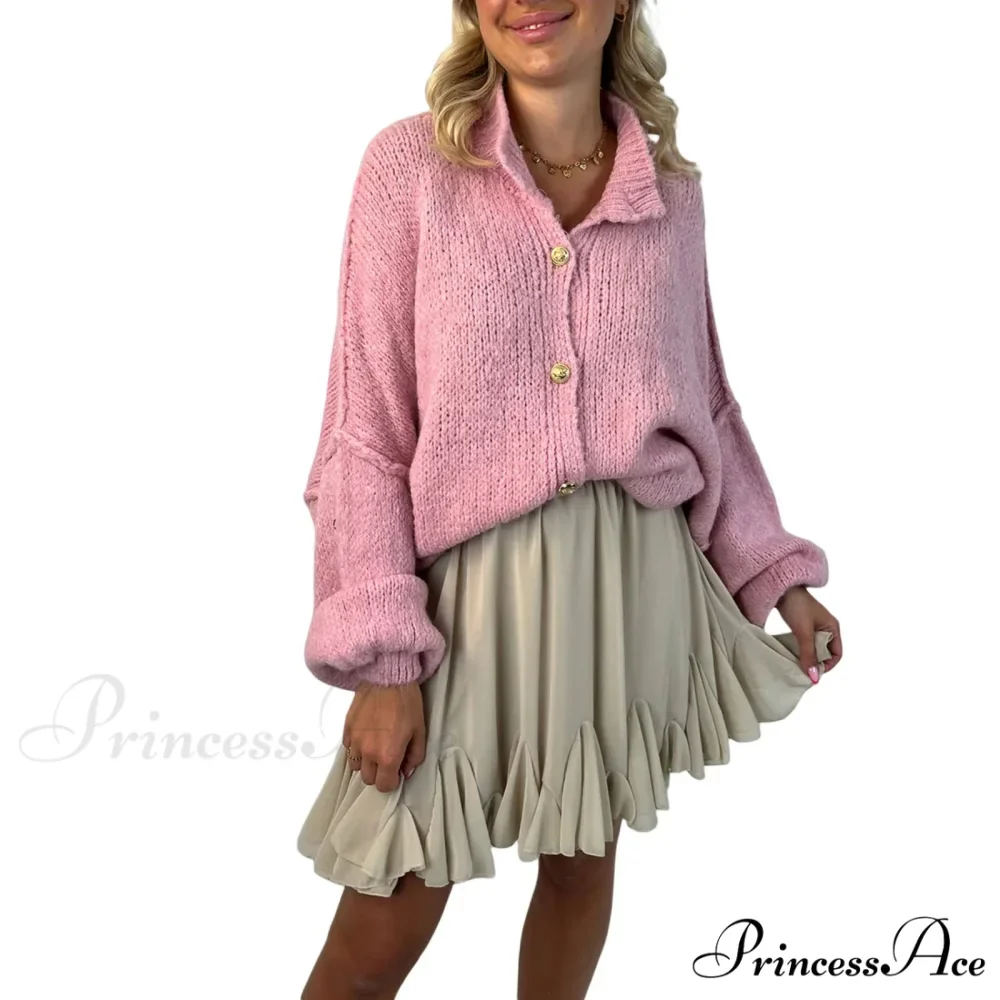 Voluminous Sleeve High Neck Cardigan - Image 8