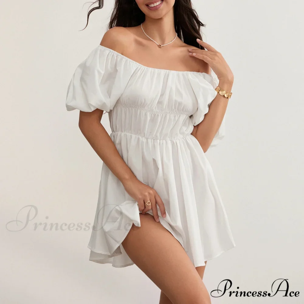 Voluminous Sleeve Off-Shoulder Short Dress - Image 2