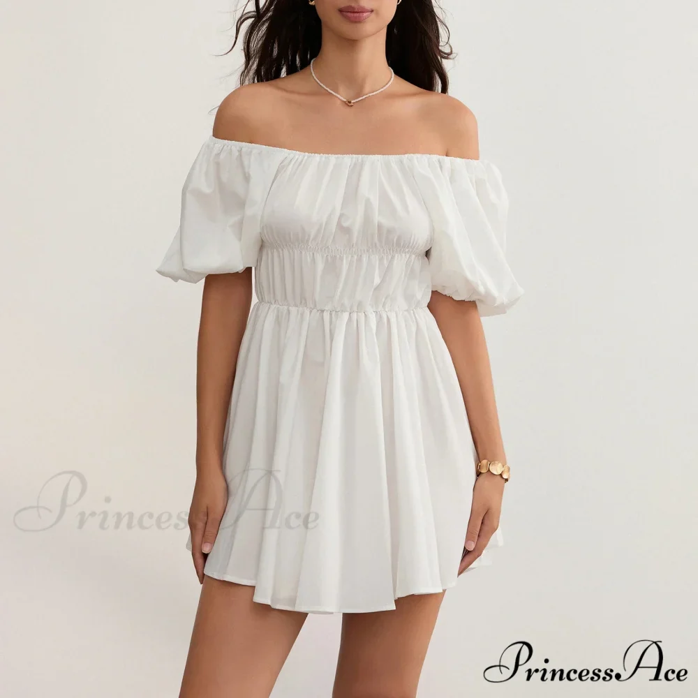 Voluminous Sleeve Off-Shoulder Short Dress - Image 3