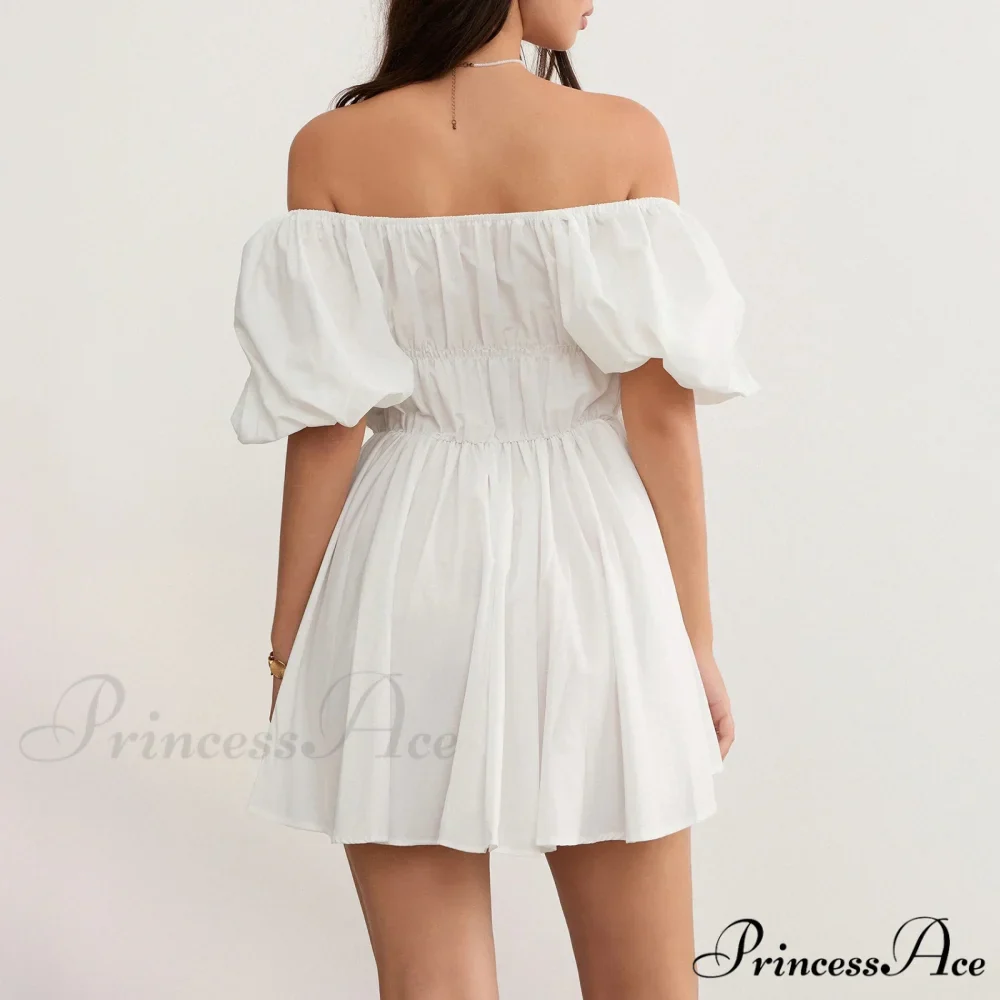 Voluminous Sleeve Off-Shoulder Short Dress - Image 5