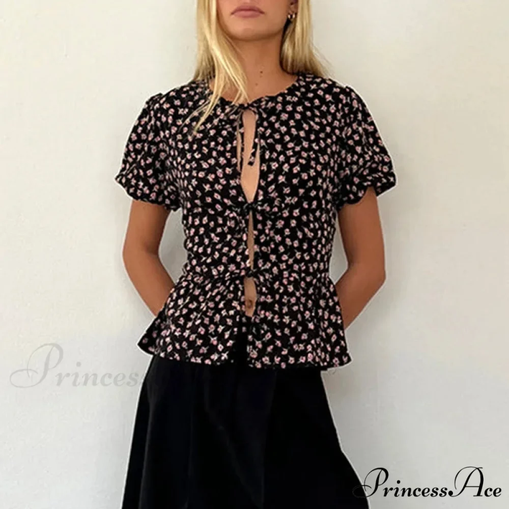 Voluminous Sleeve Ribbon Crop Top - Image 7
