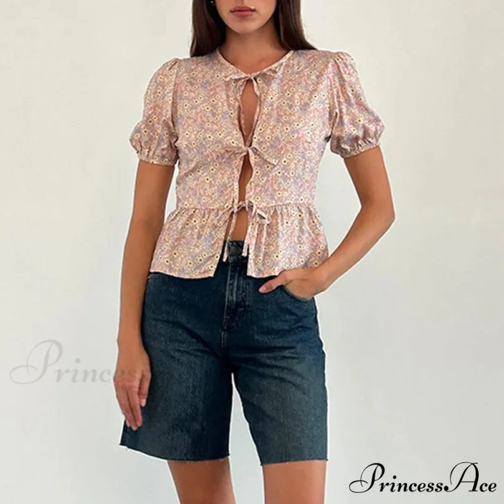 Voluminous Sleeve Ribbon Crop Top - Image 8