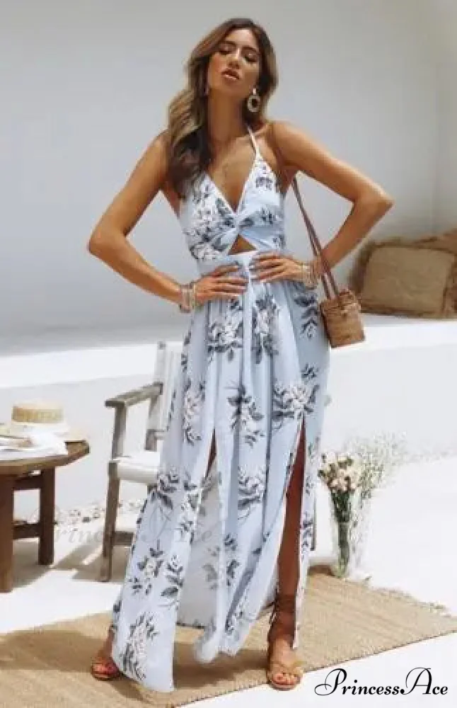 Warm Bohemian Long Halter Flower Dress - Image 4