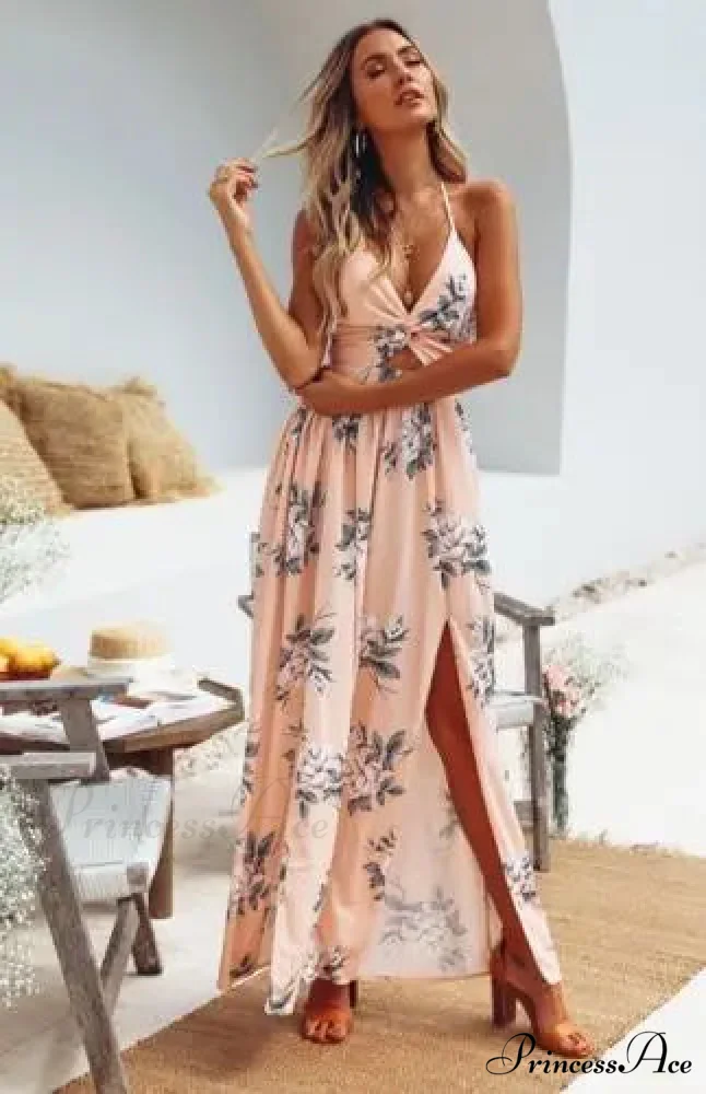 Warm Bohemian Long Halter Flower Dress - Image 5