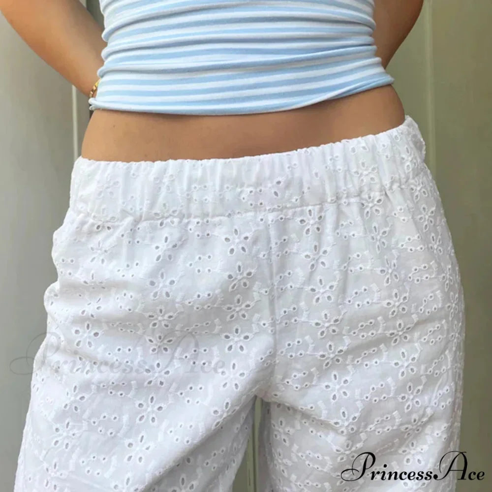 Warm Cute Eyelet Embroidery Wide Leg Pant - Image 3