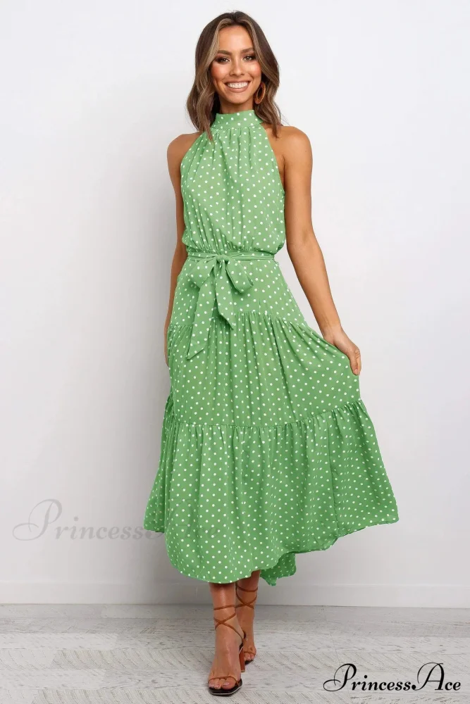 Warm Flower Pattern Halter Neck Seaside Flower Dress - Image 4