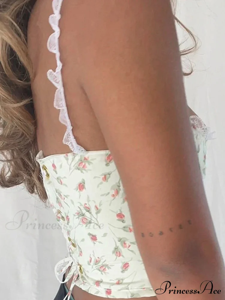 Warm Lace Bodice Floral Sculpting Crop Top - Image 3