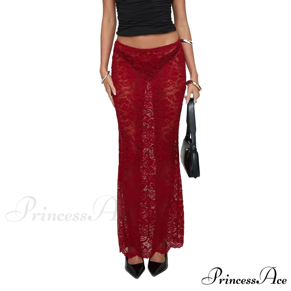 Warm Sensual Transparent Lace Floral Extended Skirt 2000s Celebration - Image 7