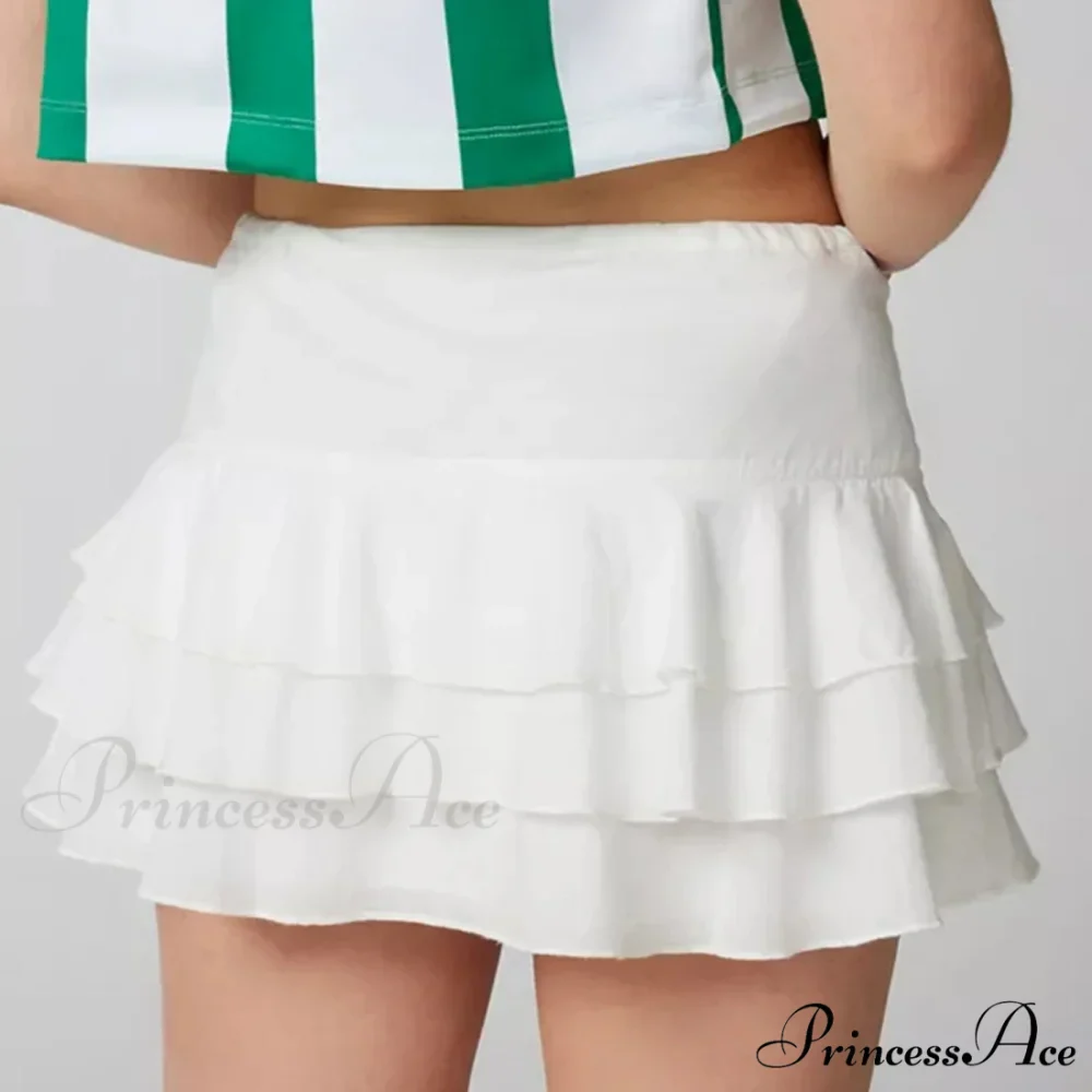 Warm Solid Frilled Tiered Skirt - Image 2