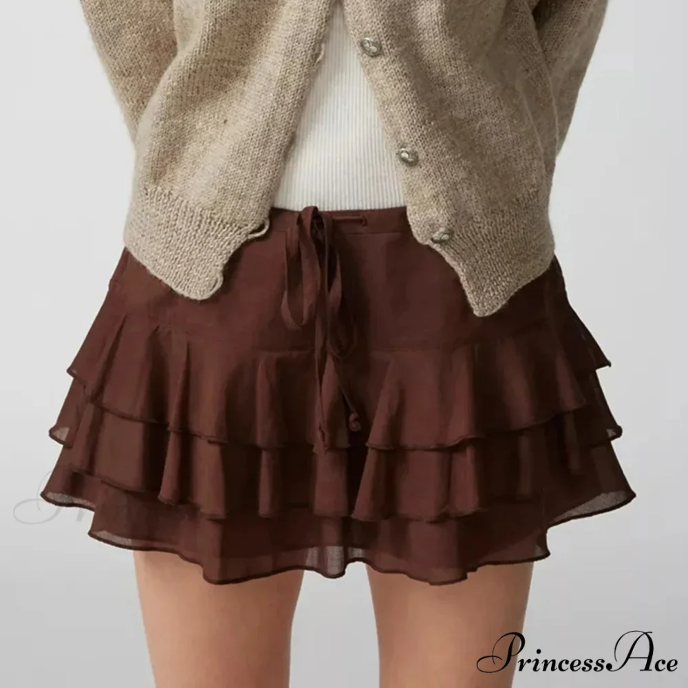 Warm Solid Frilled Tiered Skirt - Image 3